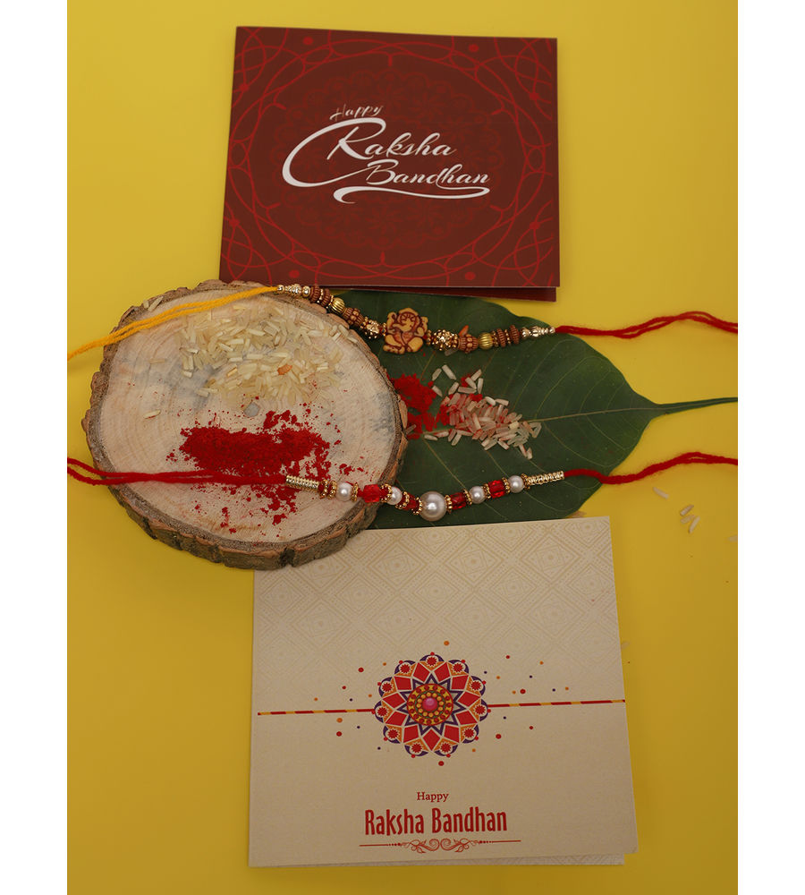 YouBella 2 Rakhi and 2 Greeting Card Combo for Brother, Rakhi Gift for Brother/bhaiyya/bhai (Style 1)